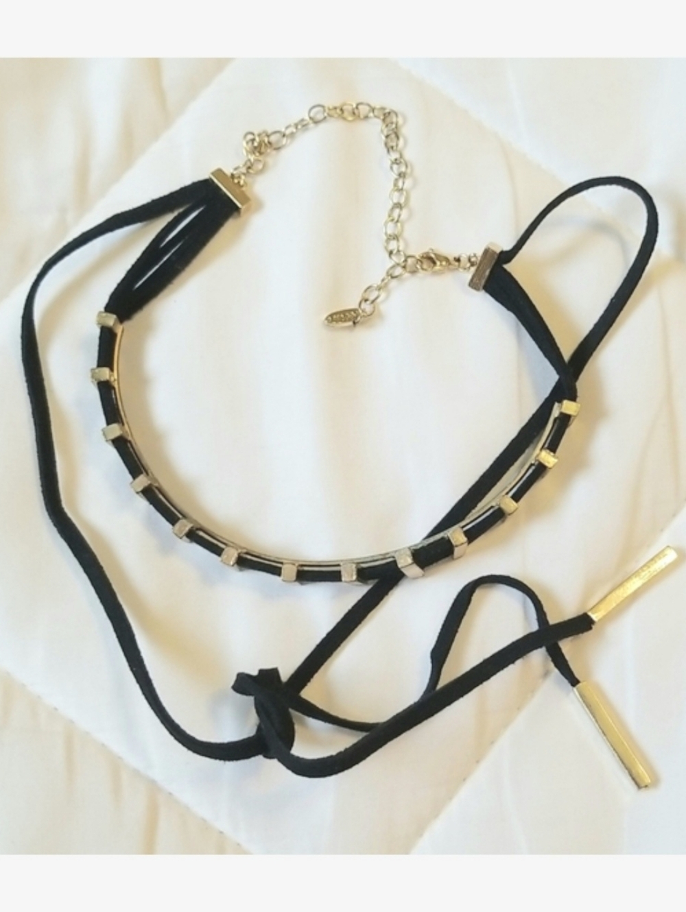 Gold Black Tassel Choker Necklace - Picture 2 of 4